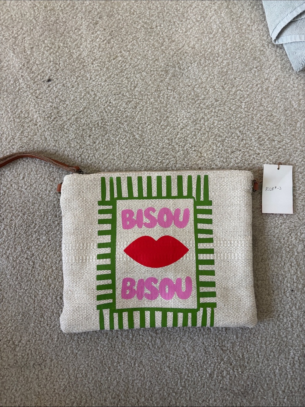 Bisou Graphic Canvas Crossbody Clutch - Red & Pink